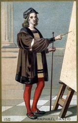 ラファエロ（Raffaello Sanzio 1483 - 1520）の肖像。19世紀末のクロモリトグラフ。