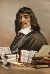 ルネ・デカルトの肖像。1596-1650.ルイ・フィギエ著「La Ciencia y sus Hombres」より。バルセロナ 1881