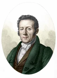 博物学者・生物学者のルネ・プリムローズ・レッスン（1794-1849）の肖像。