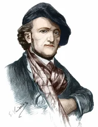 ドイツの作曲家・劇作家であるリヒャルト・ワーグナー（1813-1883）の肖像。
