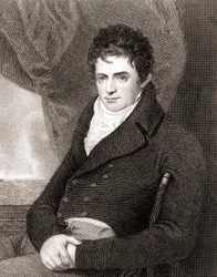 アメリカの造船技師ロバート・フルトン（1765〜1815）の肖像（「ノーチラス号」）。19世紀のエングレーヴィング。