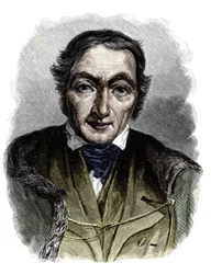 イギリスの慈善家・社会主義者であるロバート・オーウェン（1771-1858）の肖像。