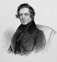 ドイツの作曲家、ロベルト・シューマン（1810-1856）の肖像。