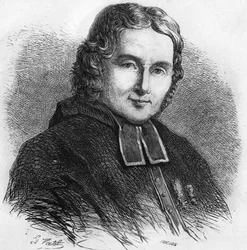 フランスの教育学者、ロッシュ・アンブロワーズ・キュムロン（シカール修道院長）の肖像（1742年～1822年）1866年のエングレーヴィング