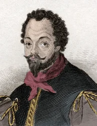 フランシス・ドレーク卿（1540-1596）の肖像。19世紀のエングレーヴィング。