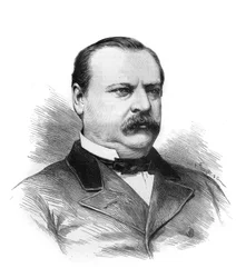 スティーブン・グローバー・クリーブランド（1837-1908）の肖像は、各州の代表者によってアメリカ共和国の大統領職のためにデザインされたものです。"Le Monde Illustré "に掲載された図版