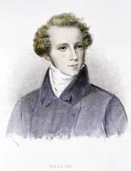 イタリアの作曲家ヴィンチェンツォ・ベリーニ（1801-1835）の肖像 - エングレービング