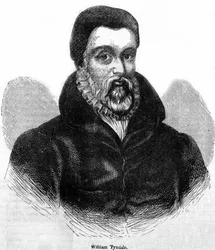 ウェールズの神学者・翻訳者であるウィリアム・ティンデール（ティンデール）（1494-1536）の肖像。19世紀のエングレーヴィング。