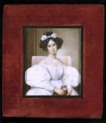 女性の肖像、1830年頃（象牙、ベルベット、ガラスに水彩）