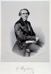 ドイツのオペラ作曲家ジャコモ・マイヤーベーア（1791-1864）の肖像 エングレーヴィング。19世紀ボローニャ、シビコ音楽博物館