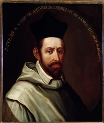 イタリアの作曲家・理論家ジョヴァンニ・マリア・アルトゥージ（1540年頃～1613年）の肖像 無名の絵画。17世紀ボローニャ、シビコ・ビブリオグラフィコ博物館