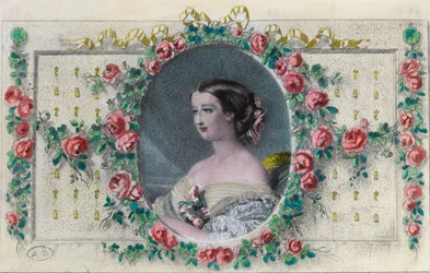 フランス人女性ウジェニー・ド・モンティージョ（1826 - 1920）の肖像。19世紀のエングレーヴィング。個人蔵。