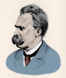 ドイツの哲学者、フリードリヒ・ニーチェ（1844-1900）の肖像。