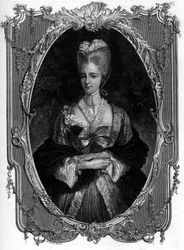 ブフラー侯爵夫人の肖像 Marie Francoise Catherine de Beauvau Craon (1711-1787) - 1862年、最初の作家による「世界の女王たち」に掲載されたエングレーヴィング - JGD Armandaudの指導のもとに出版された。