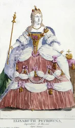 モスクワの女傑エリザベート・ペトロウナ（ピョートル大帝の娘1709-1761）の肖像。19世紀のイラスト。