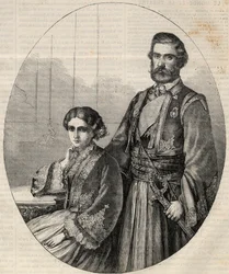 セルビア皇太子ミカエル3世（1823-1868）とジュリー王女（1831-1919）の肖像。"L