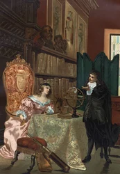 スウェーデン王妃クリスティーヌ（1626-1689）に哲学を教えるルネ・デカルト（1596-1650）、1649-1650年頃