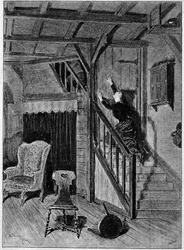 アルフォンス・ドーデ（1840-1897）の3幕5画のメロドラマ「アルルの女」を、ジョルジュ・ビゼー（1838-1874）が音楽を担当してオデオン座で上演したもの。1885年「The Illustrous World」に掲載された図版