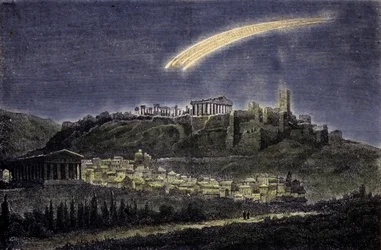 1878年、アテネの町の上空に現れた彗星を表現したもの。