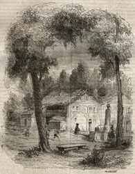 Rousseau a Motiers (Canton of Neuchatel) - Jean-Jacques (Jean Jacques) Rousseau (1712-1778)の「告白」の挿絵 - 1849年の刻印