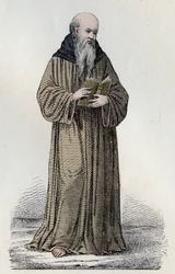 SAINT BONAVENTURE (1221-1274) Italian Franciscan cardinal, theologian and philosopher - Portrait of Saint Bonaventure (Giovanni da Fidanza or Bonaventura de Bagnorea, circa 1220-1274), theologian, Doctor of the Church (Seraphic Doctor).19のエングレーヴィング