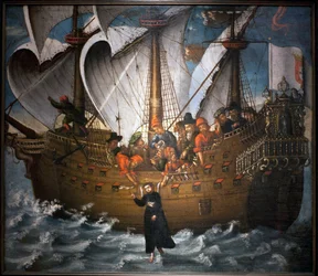 Saint Francois Xavier (1506-1552), miracle accompllit in Japan around 1549 - Anonymous painting, oil on canvas, mid 17th century (聖フランシスコ・ザビが行うべきだった奇跡を描いた17世紀中頃の匿名の絵。