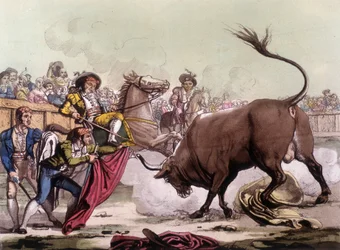 1820年頃、スペインの闘牛のシーン。