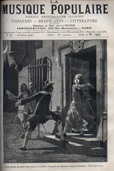 モリエール(1622-1673)の喜劇「シチリア人」の場面。アラステの道化師ハリは、嫉妬深いドン・ペドレの注意をそらして、恋人たちのアラステとイシドールを会わせる。(第1幕第12場)