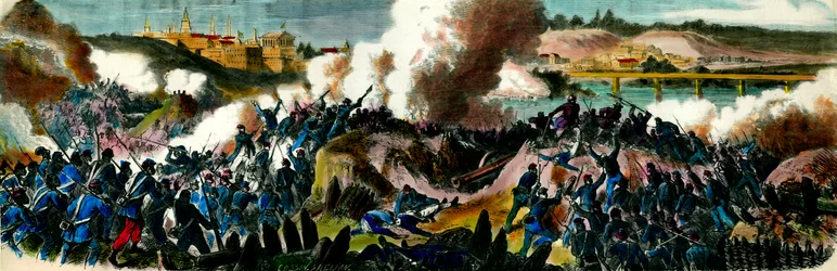 分離独立戦争：1865年、南部連合の首都リッチモンド（バージニア州）をヤンキーが占領。19世紀のエングレーヴィング 個人蔵