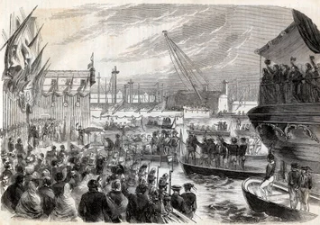 第二次イタリア独立戦争、1859年のイタリアキャンペーン。ナポレオン3世（1808-1873）のジェネス港での活躍 1859年12月05日-ジェノバへのフランス人の到着