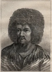 キャプテン・ジェームズ・クック（1728-1779）の第2回目の航海（1772-1775）：タヒチの王、O-Too（オー・トゥー）の肖像画 - "The Great Mariners of 18th century "よりイラスト引用