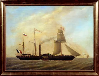 タグス川に浮かぶブレード付きの船 匿名の絵画19世紀 マルセイユ海洋博物館