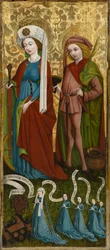 聖カタリナと聖ヴィート、アンナ・フォン・フライバーグとその娘たち、1450年頃（パネルにテンペラと油彩）