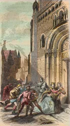 1256年のNAMUROIS REVOLT。(NamurまたはNameur)。Theodore Juste (1818-1888)の「Histoire de Belgique from the primitive times to the end of the reopold I」に掲載された1868年のエングレーヴィング。個人蔵。