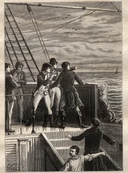 ニコラ・ボーディン（1754-1803）の「南方探検」（1800-1803）：ニューホランド（オーストラリア）沖の船員が水平線にベールがかかっていることを報告-図版は "The Great Mariners of 18 century "より引用