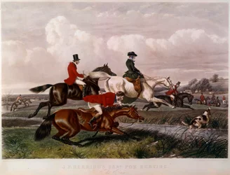 ジョン・フレデリック・ヘリング（1795-1865）（ec.engl.）が描いた「狐狩り」の版画 19世紀 個人蔵