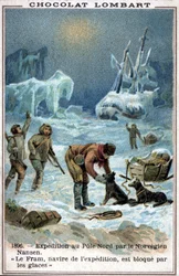 1896年、北極海の氷に埋もれたノルウェーの探検家、フリットヨフ・ナンセンの船「フラム号」。