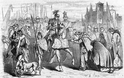 フランス人は1451年6月23日にシャルル7世のもとでボルドーに行き、イギリス人に対するレコンキスタの終わりを迎えた。19世紀のエングレーヴィング。