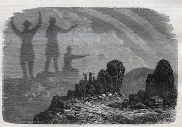 ハルツ山地のブロッケンの妖怪-ブロッケンスペクトラムまたはブロッケンスペクトラム-1877年のエングレーヴィング