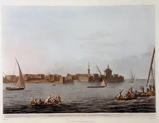 アブキールの城壁と港（旧キャノピー） - "Views in Egypt, Palestine and other parts of the Ottoman Empire "にて