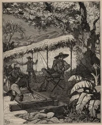 宝石細工の技術：ブラジルでダイヤモンドを洗う（1885年、アドルフ・ビタール著「Les arts et métiers illustrés」より）（エングレーヴィング