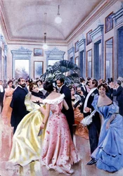 ミラノのスカラ座（Teatro alla Scala）の劇場のホワイエ。1890.