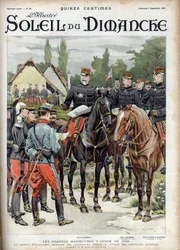 1899年の陸軍の大機動作戦。軍事作戦を批判する作戦部長ジョヴァニネッリ将軍。1899年9月3日、「Le sun-du-dimanche」に掲載されたエングレーヴィング。