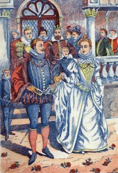 王様の息子がロバの皮と結婚する。フランスの作家シャルル・ペロー（1628-1703）の物語「ロバの皮」の匿名の挿絵。イメージ：Marcel Vagne、Jarville Nancy、年代不詳（19世紀後半）。