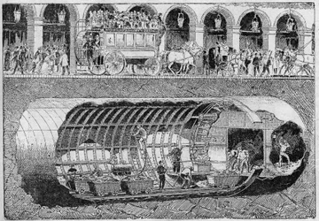 1895年のリボリの通りの下の道路の貫通部。
