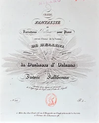 F Kalkbrenner作「Grande Fantaisie」の楽譜のタイトルページ。