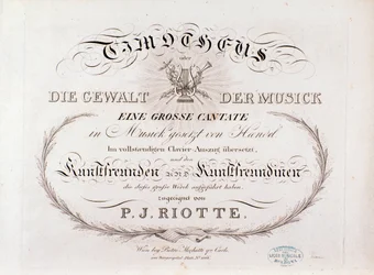 G・F・ヘンデル作曲「Timotheus」（1812年）の楽譜のタイトルページ。