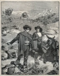 1838年、スペインのシエラ・アルマグラーラの2人の農民がハローゾ銀鉱床を発見した。Adolphe BITARDの "Les arts et metiers illustres "に掲載された1885年の図版。