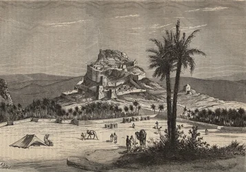 19世紀末のアルジェリア、オラン県南部のOued el Golea (El Menia or El Menea formerly El Golea)の眺め - エングレービング