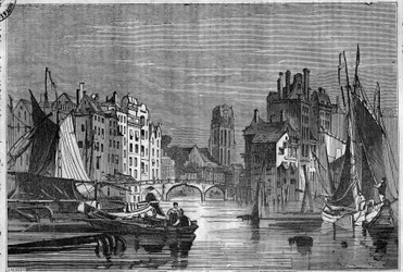 オランダ、ロッテルダムの眺め。1836年に描かれたもの。